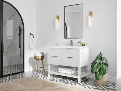 Catalina 42 in W x 22 in D Free Standing Reeded Single Sink Bathroom Vanity - Willow Bath and Vanity