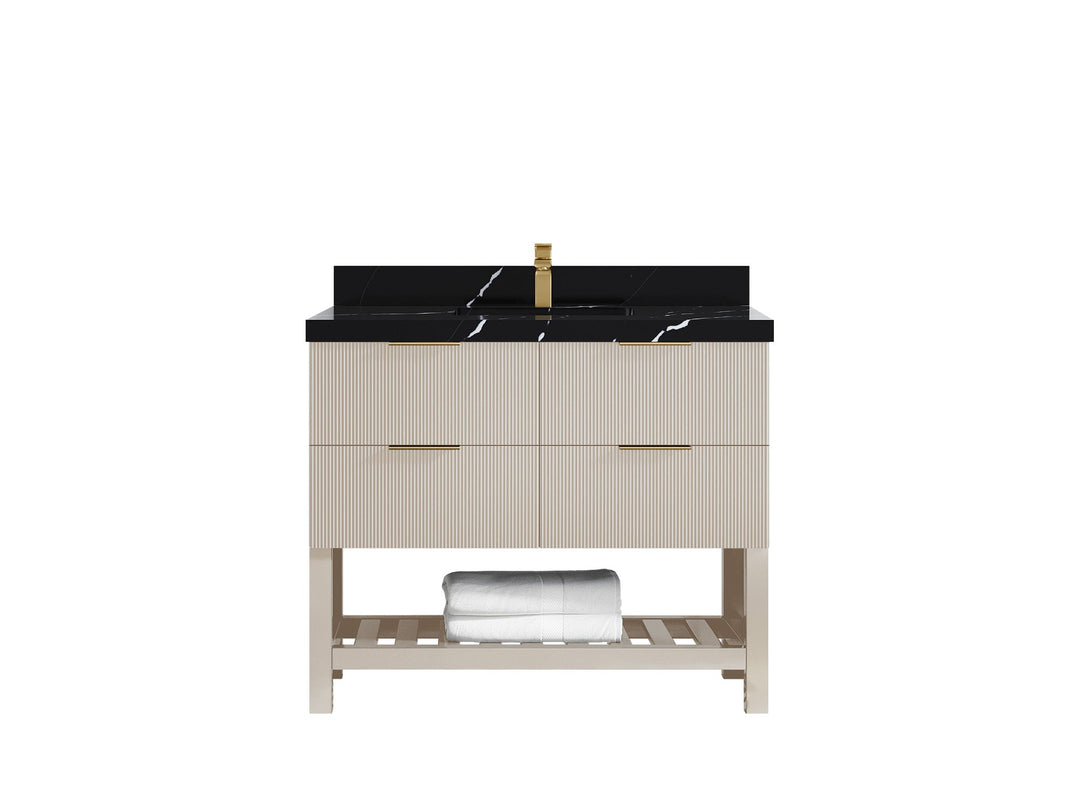 Catalina 42 in W x 22 in D Free Standing Reeded Single Sink Bathroom Vanity - Willow Bath and Vanity