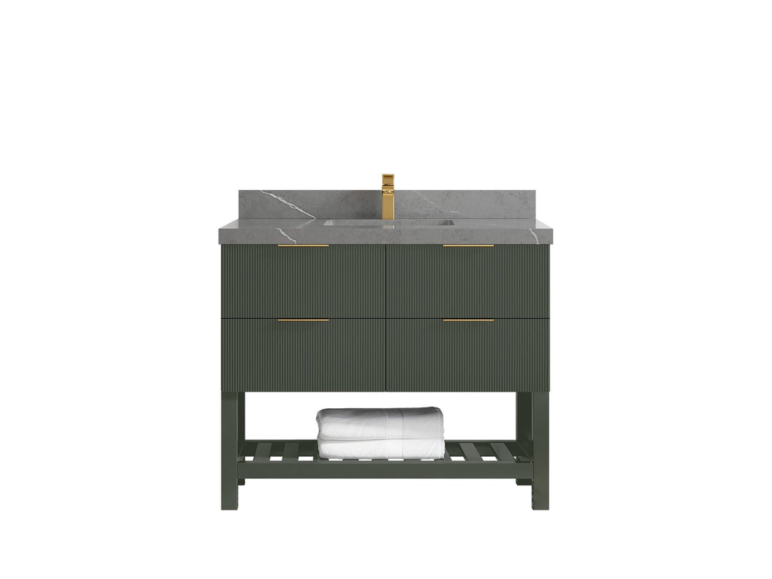 Catalina 42 in W x 22 in D Free Standing Reeded Single Sink Bathroom Vanity - Willow Bath and Vanity