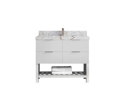 Catalina 42 in W x 22 in D Free Standing Reeded Single Sink Bathroom Vanity - Willow Bath and Vanity