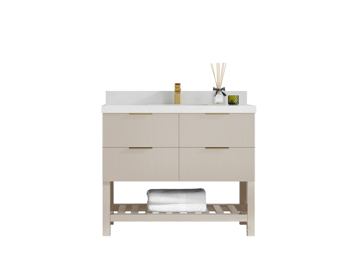 Catalina 42 in W x 22 in D Free Standing Reeded Single Sink Bathroom Vanity - Willow Bath and Vanity