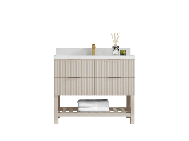 Catalina 42 in W x 22 in D Free Standing Reeded Single Sink Bathroom Vanity - photo 1