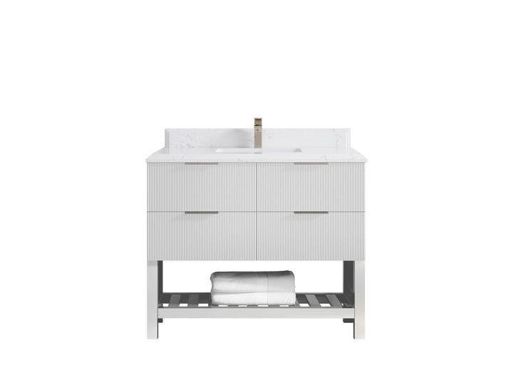 Catalina 42 in W x 22 in D Free Standing Reeded Single Sink Bathroom Vanity - photo 25