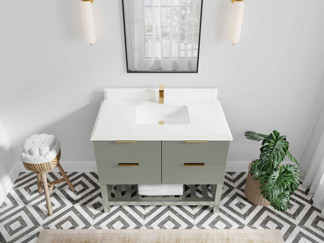 Catalina 42 in W x 22 in D Free Standing Reeded Single Sink Bathroom Vanity - Willow Bath and Vanity