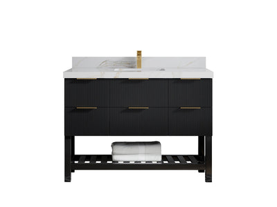 Catalina 48 in W x 22 in D Free Standing Reeded Single Sink Bathroom Vanity - Willow Bath and Vanity