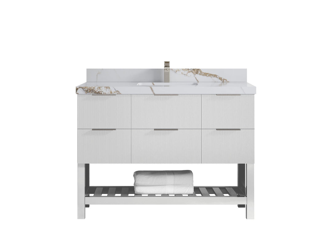 Catalina 48 in W x 22 in D Free Standing Reeded Single Sink Bathroom Vanity - Willow Bath and Vanity