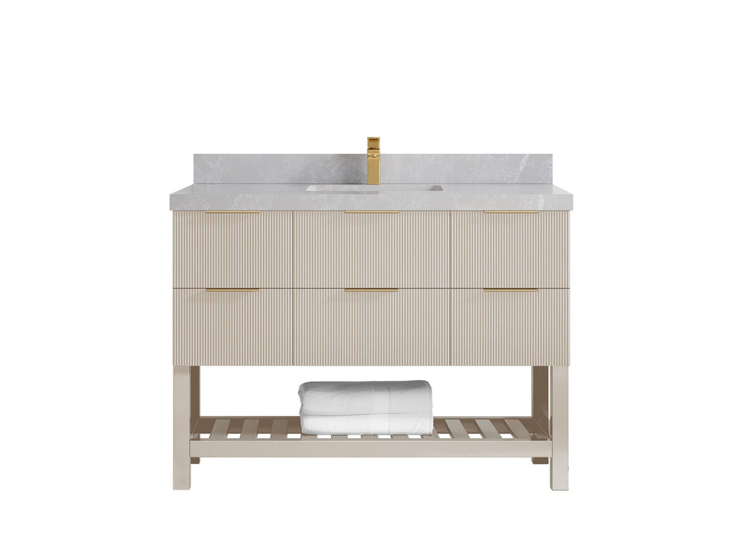 Catalina 48 in W x 22 in D Free Standing Reeded Single Sink Bathroom Vanity - Willow Bath and Vanity