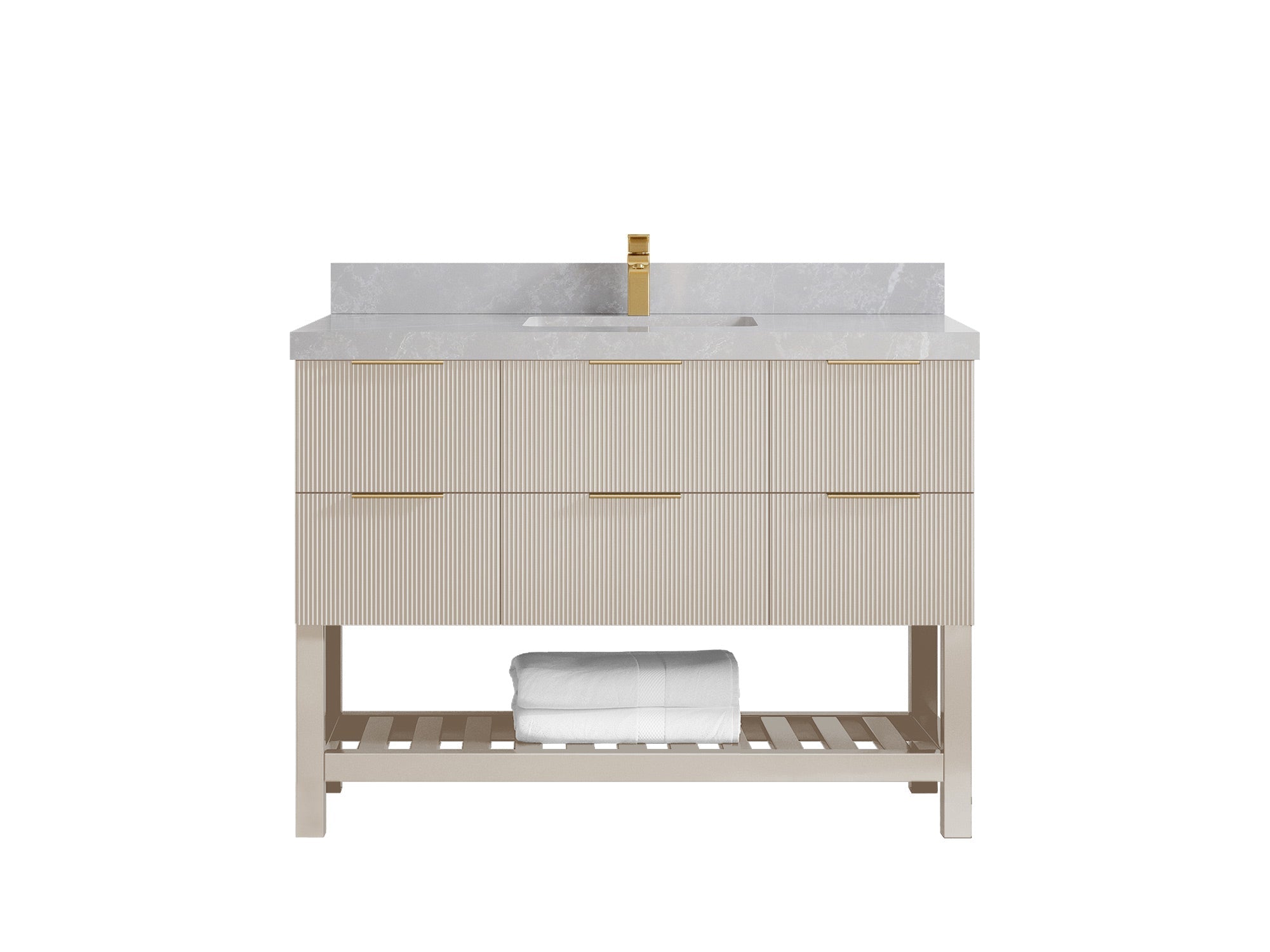 Catalina 48 in W x 22 in D Free Standing Reeded Single Sink Bathroom Vanity - Willow Bath and Vanity