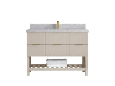 Catalina 48 in W x 22 in D Free Standing Reeded Single Sink Bathroom Vanity - Willow Bath and Vanity