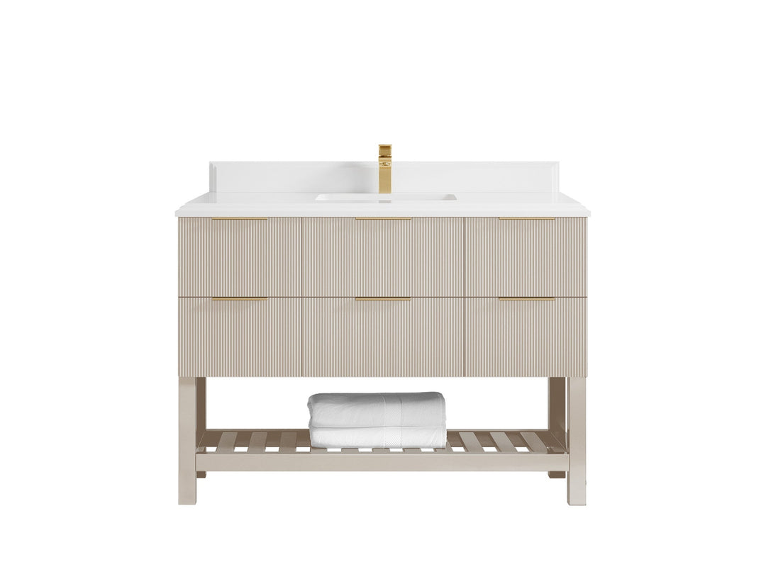 Catalina 48 in W x 22 in D Free Standing Reeded Single Sink Bathroom Vanity - Willow Bath and Vanity
