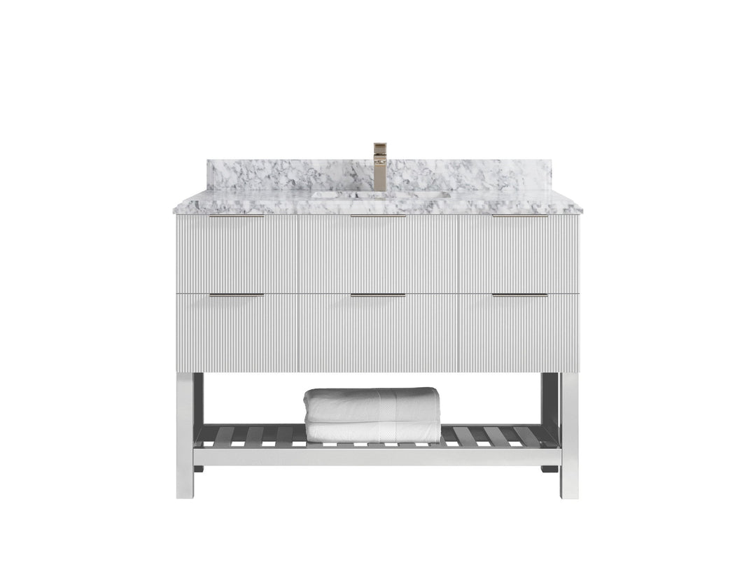 Catalina 48 in W x 22 in D Free Standing Reeded Single Sink Bathroom Vanity - Willow Bath and Vanity