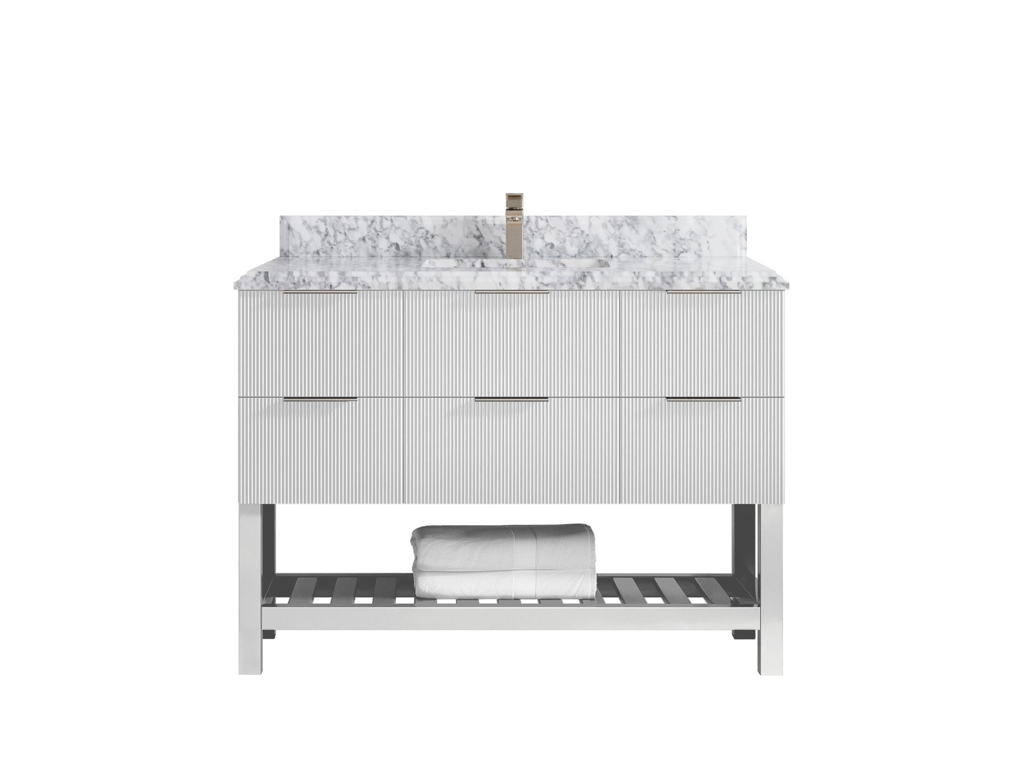 Catalina 48 in W x 22 in D Free Standing Reeded Single Sink Bathroom Vanity - Willow Bath and Vanity