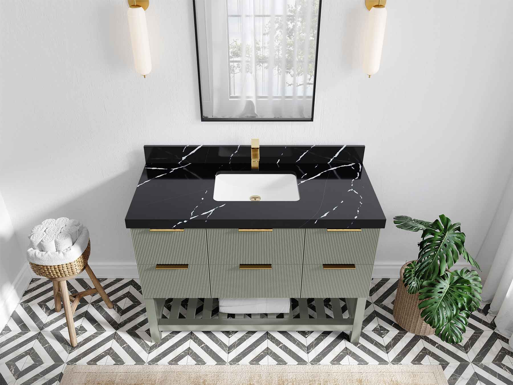 Catalina 48 in W x 22 in D Free Standing Reeded Single Sink Bathroom Vanity - Willow Bath and Vanity
