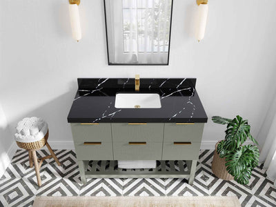 Catalina 48 in W x 22 in D Free Standing Reeded Single Sink Bathroom Vanity - Willow Bath and Vanity