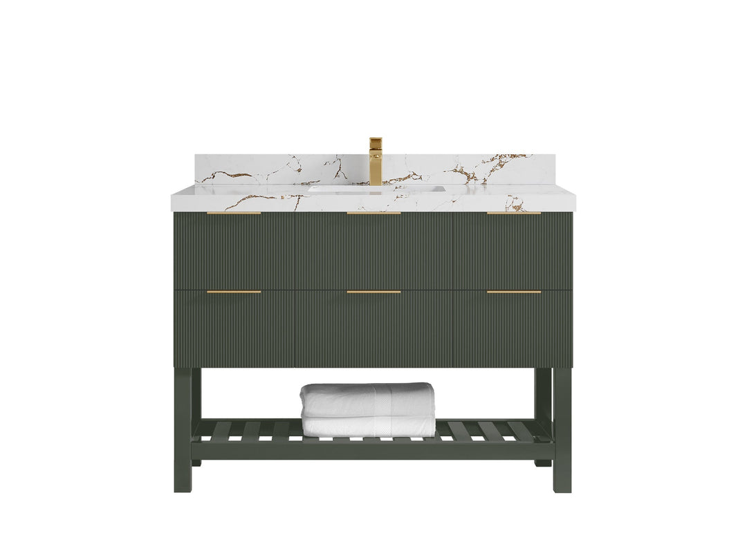 Catalina 48 in W x 22 in D Free Standing Reeded Single Sink Bathroom Vanity - Willow Bath and Vanity
