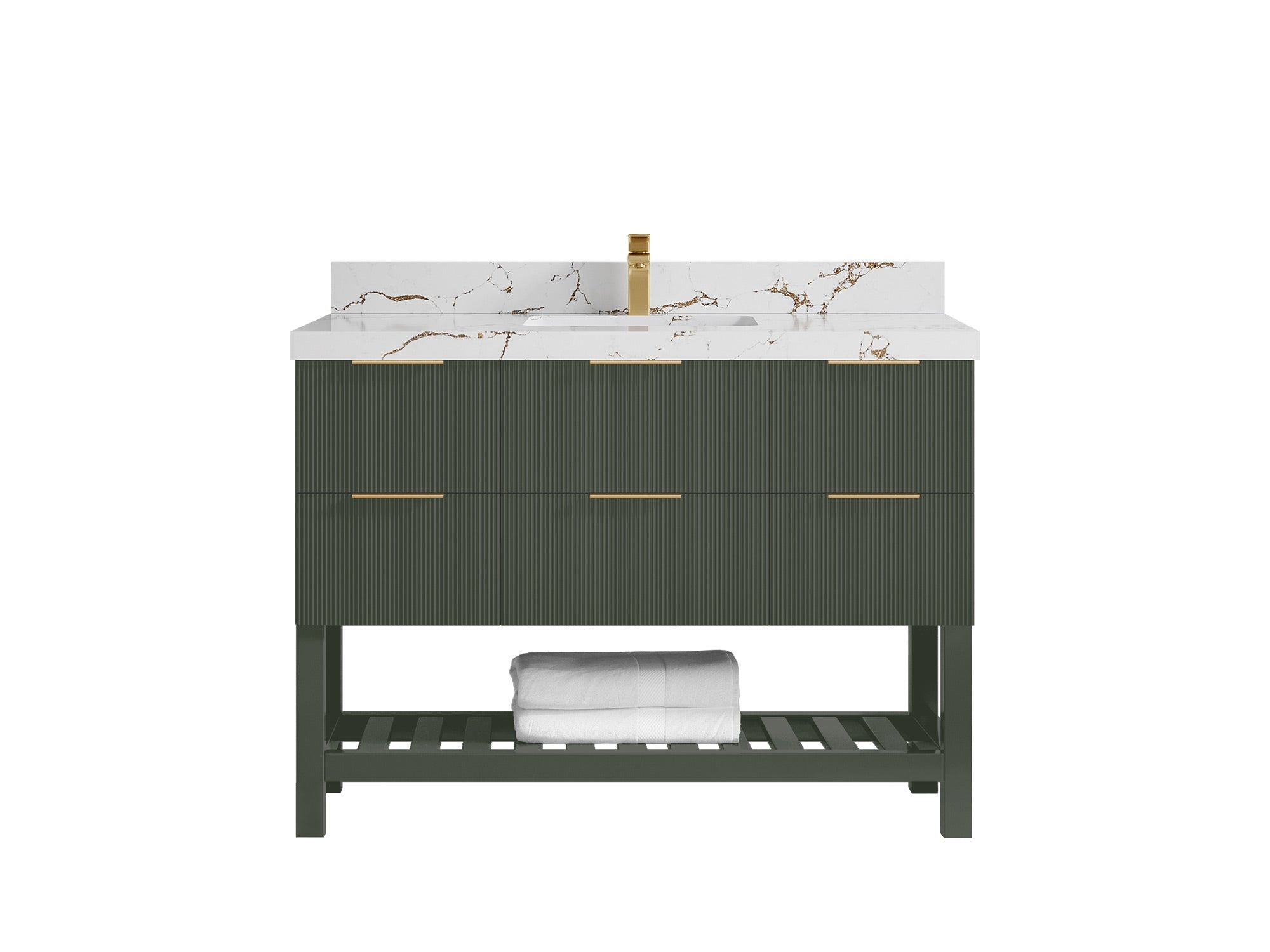 Catalina 48 in W x 22 in D Free Standing Reeded Single Sink Bathroom Vanity - Willow Bath and Vanity