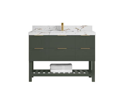 Catalina 48 in W x 22 in D Free Standing Reeded Single Sink Bathroom Vanity - Willow Bath and Vanity