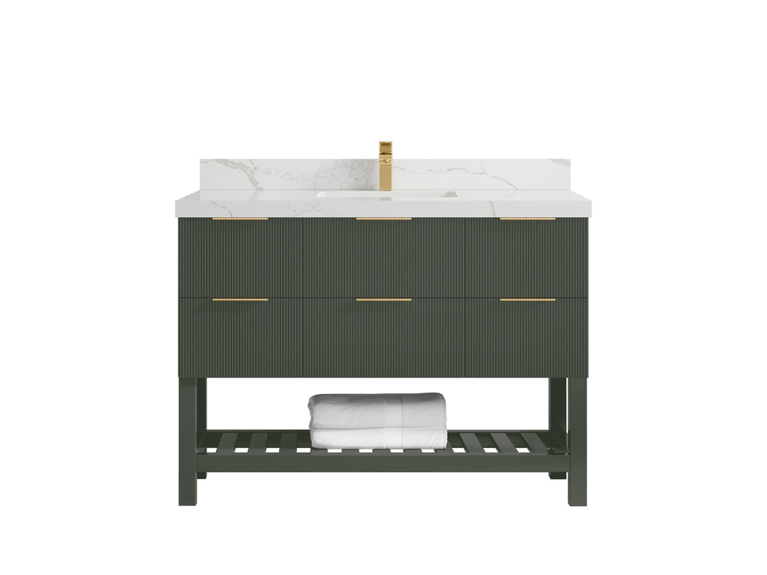 Catalina 48 in W x 22 in D Free Standing Reeded Single Sink Bathroom Vanity - Willow Bath and Vanity