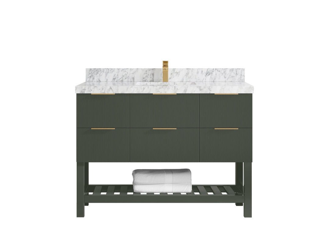 Catalina 48 in W x 22 in D Free Standing Reeded Single Sink Bathroom Vanity - Willow Bath and Vanity