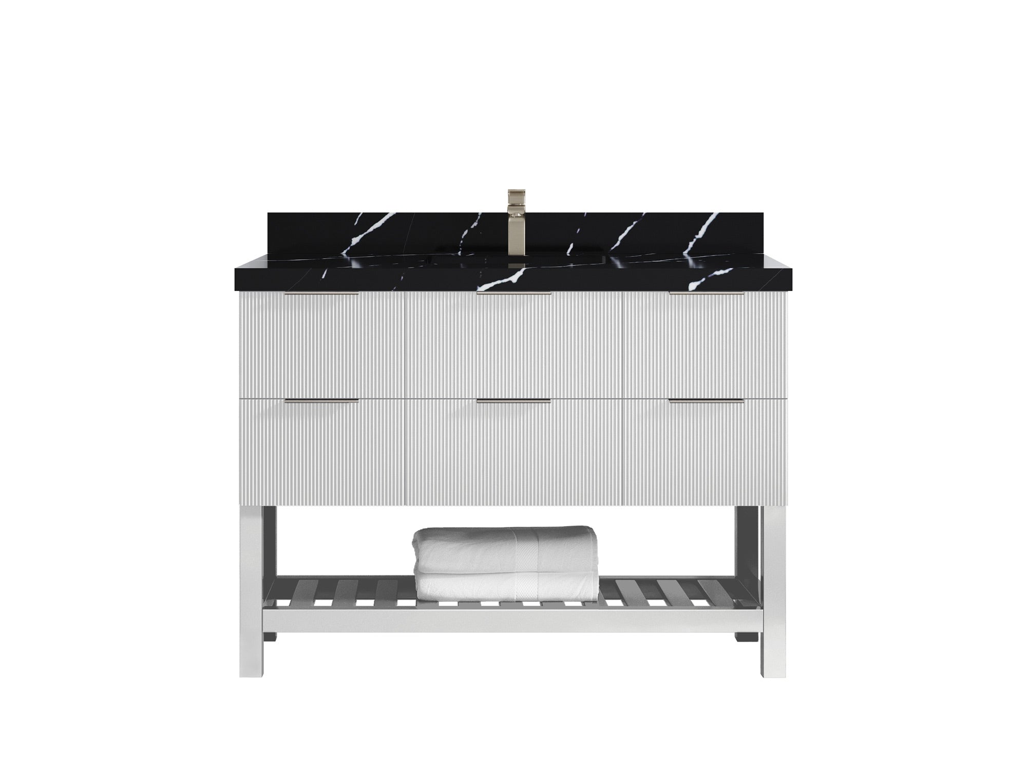 Catalina 48 in W x 22 in D Free Standing Reeded Single Sink Bathroom Vanity - Willow Bath and Vanity