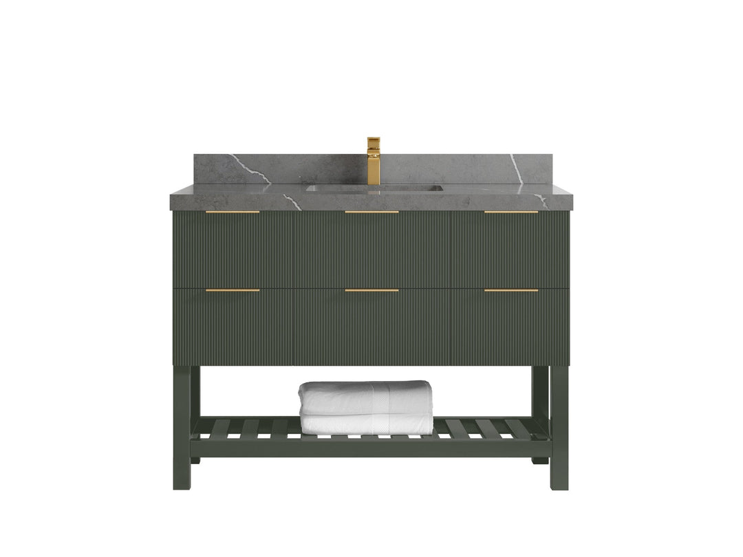 Catalina 48 in W x 22 in D Free Standing Reeded Single Sink Bathroom Vanity - Willow Bath and Vanity