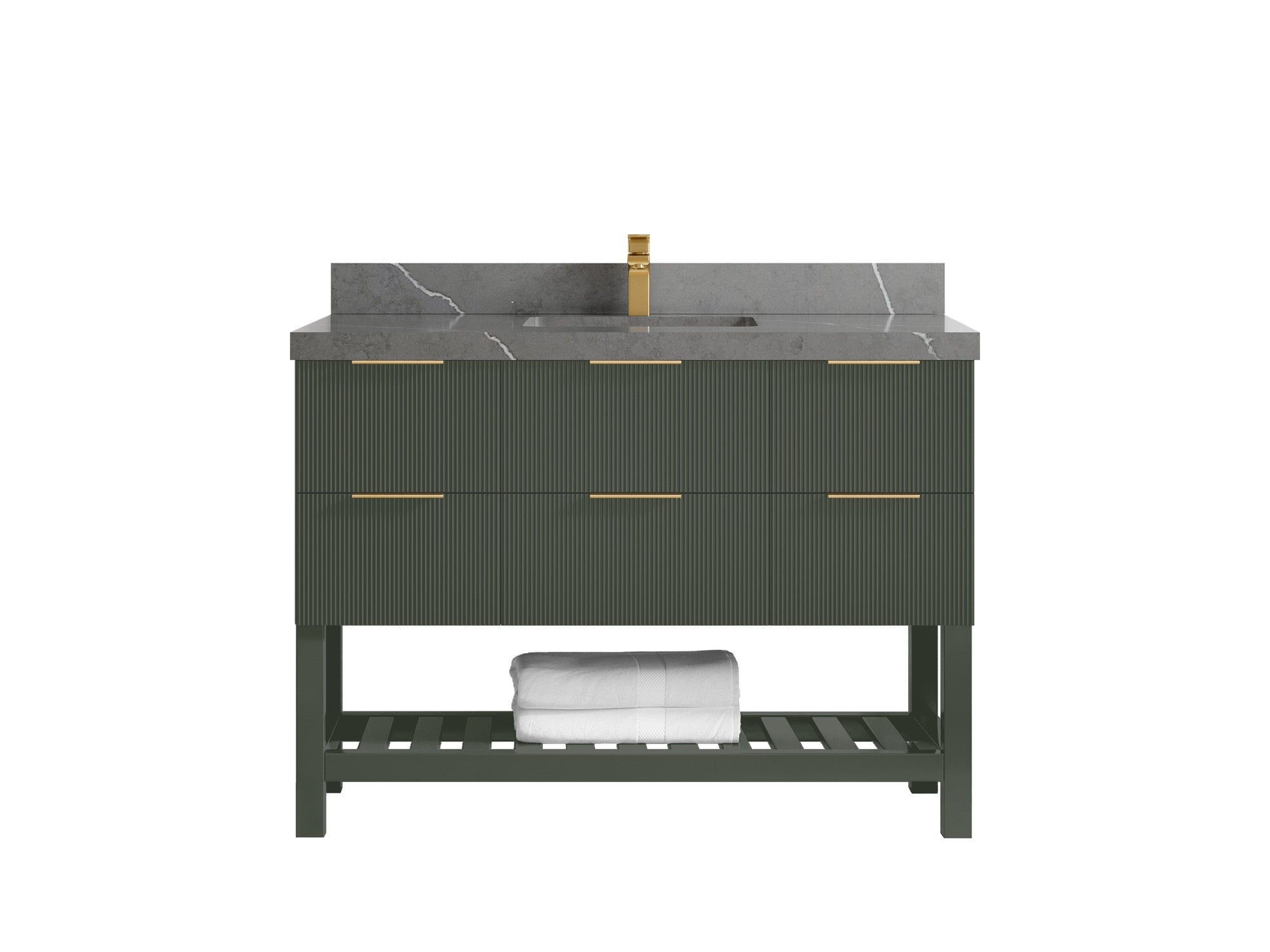 Catalina 48 in W x 22 in D Free Standing Reeded Single Sink Bathroom Vanity - Willow Bath and Vanity