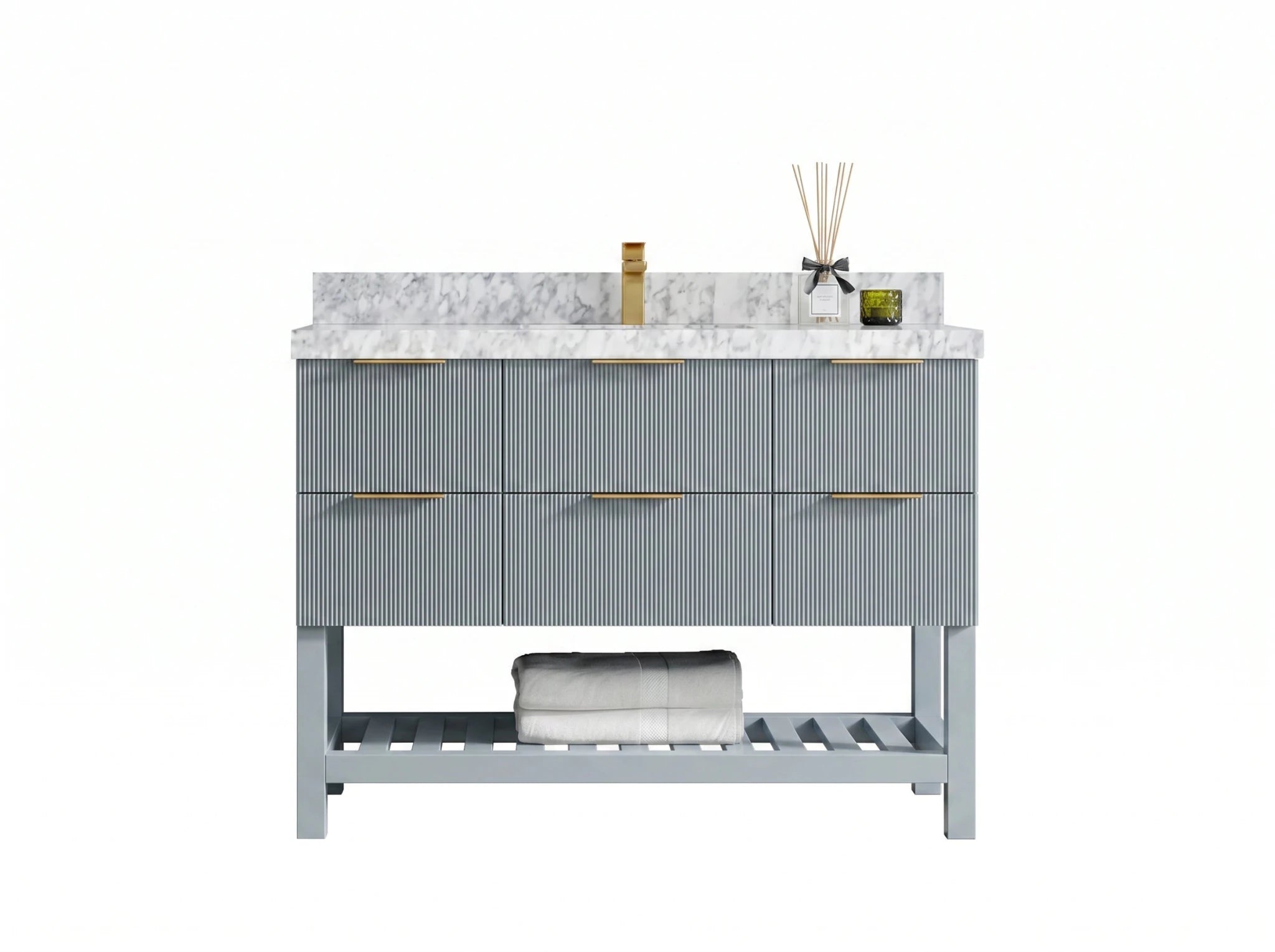 Catalina 48 in W x 22 in D Free Standing Reeded Single Sink Bathroom Vanity - Willow Bath and Vanity