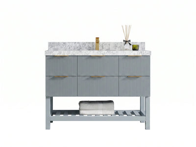 Catalina 48 in W x 22 in D Free Standing Reeded Single Sink Bathroom Vanity - Willow Bath and Vanity