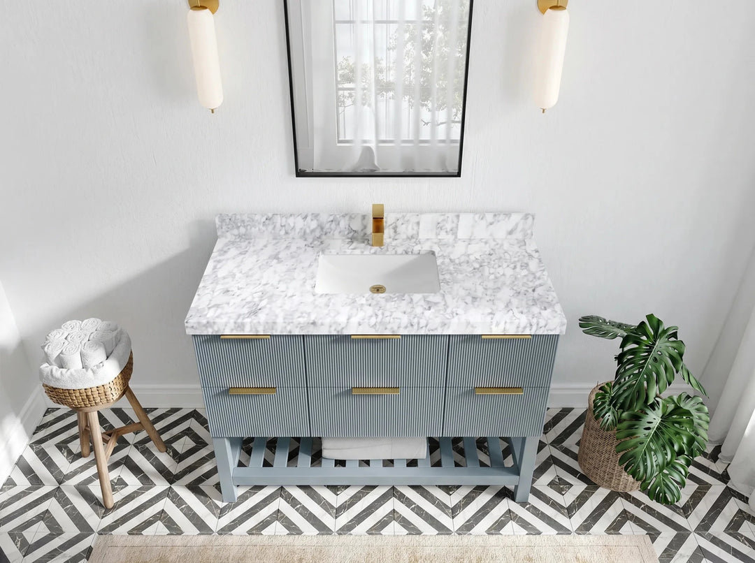 Catalina 48 in W x 22 in D Free Standing Reeded Single Sink Bathroom Vanity | 
              
                Blue Heather
                
                  
             - CAT_BLU_CA_PZ_48S - photo №2