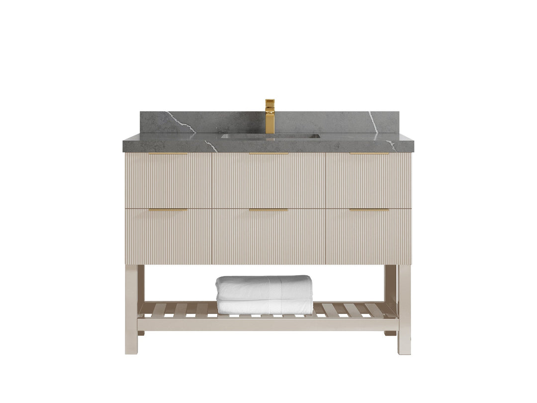 Catalina 48 in W x 22 in D Free Standing Reeded Single Sink Bathroom Vanity - Willow Bath and Vanity