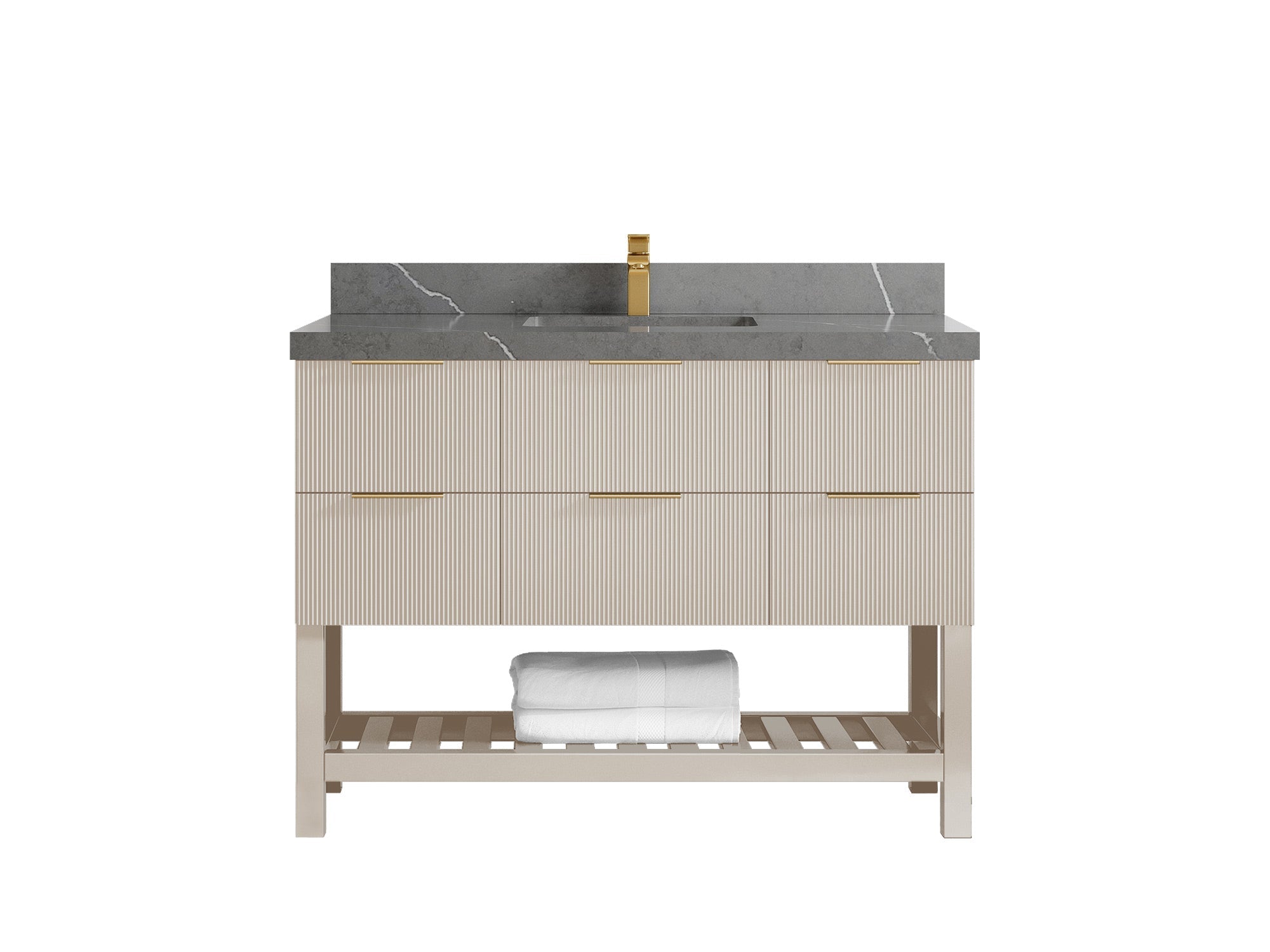 Catalina 48 in W x 22 in D Free Standing Reeded Single Sink Bathroom Vanity - Willow Bath and Vanity