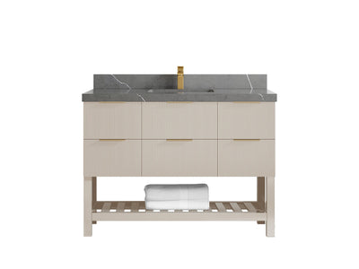 Catalina 48 in W x 22 in D Free Standing Reeded Single Sink Bathroom Vanity - Willow Bath and Vanity