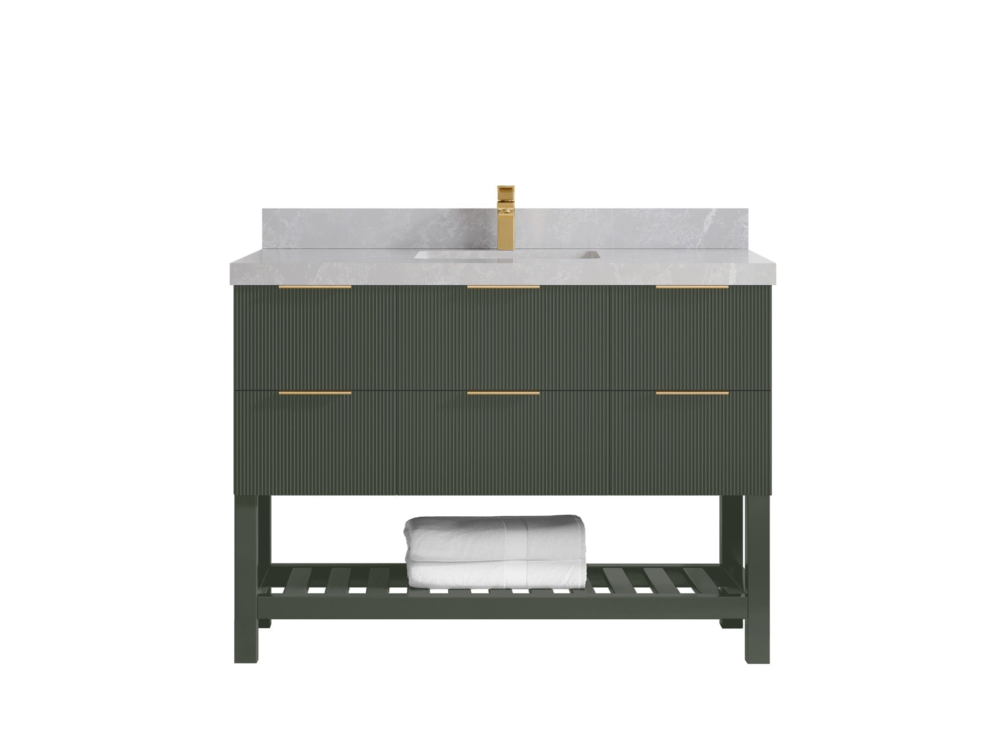 Catalina 48 in W x 22 in D Free Standing Reeded Single Sink Bathroom Vanity - Willow Bath and Vanity