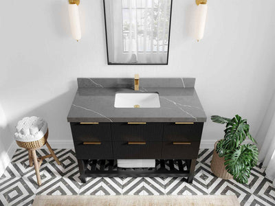 Catalina 48 in W x 22 in D Free Standing Reeded Single Sink Bathroom Vanity - Willow Bath and Vanity