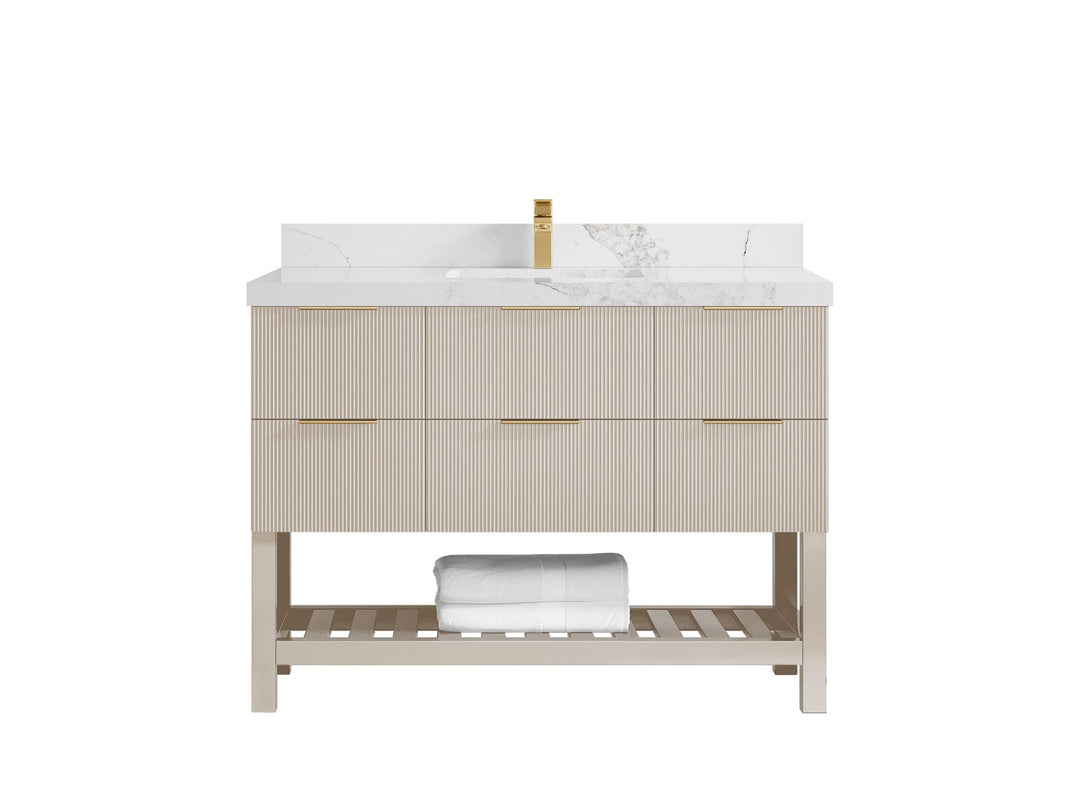 Catalina 48 in W x 22 in D Free Standing Reeded Single Sink Bathroom Vanity - Willow Bath and Vanity