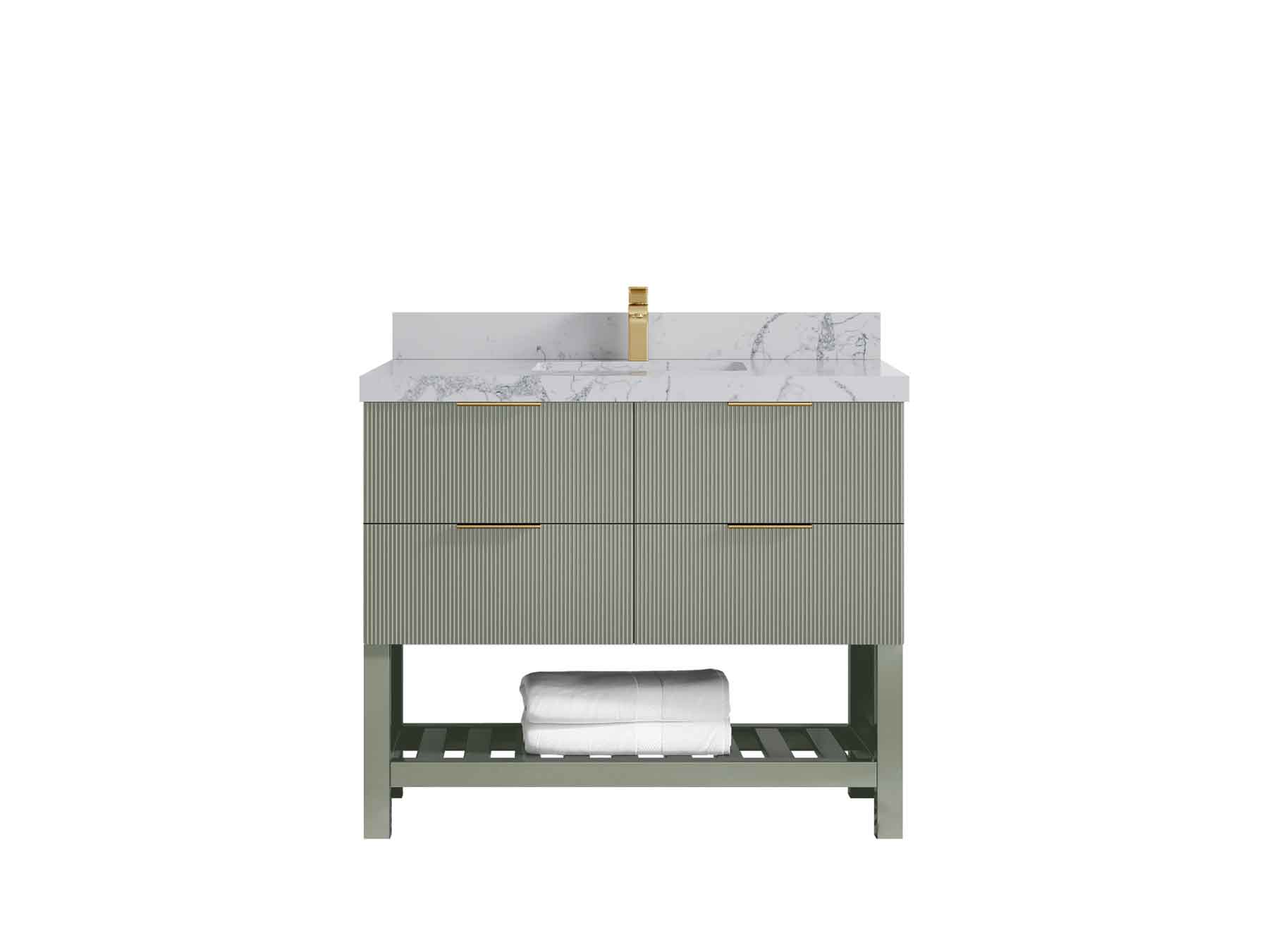 Catalina 48 in W x 22 in D Free Standing Reeded Single Sink Bathroom Vanity - Willow Bath and Vanity