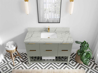 Catalina 48 in W x 22 in D Free Standing Reeded Single Sink Bathroom Vanity - Willow Bath and Vanity