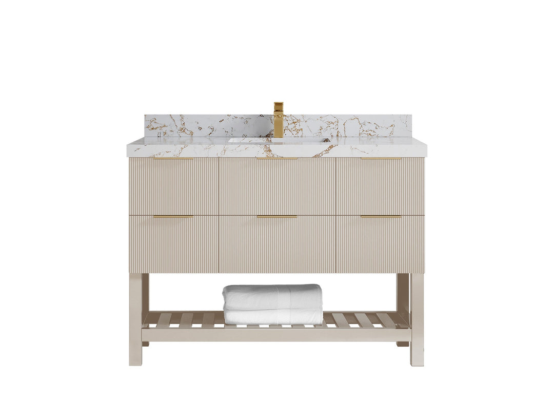 Catalina 48 in W x 22 in D Free Standing Reeded Single Sink Bathroom Vanity - Willow Bath and Vanity