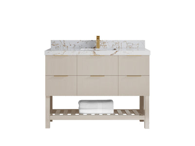Catalina 48 in W x 22 in D Free Standing Reeded Single Sink Bathroom Vanity - Willow Bath and Vanity