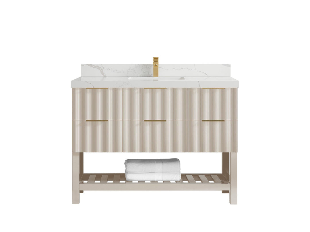 Catalina 48 in W x 22 in D Free Standing Reeded Single Sink Bathroom Vanity - Willow Bath and Vanity