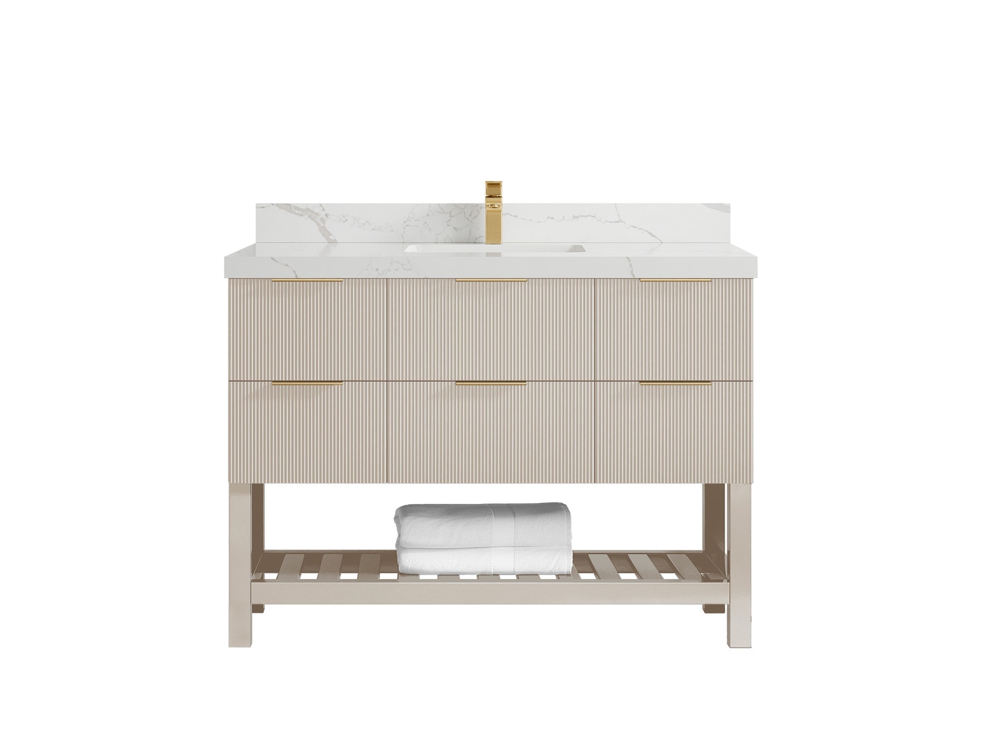 Catalina 48 in W x 22 in D Free Standing Reeded Single Sink Bathroom Vanity - Willow Bath and Vanity