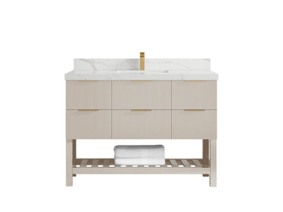 Catalina 48 in W x 22 in D Free Standing Reeded Single Sink Bathroom Vanity - Willow Bath and Vanity