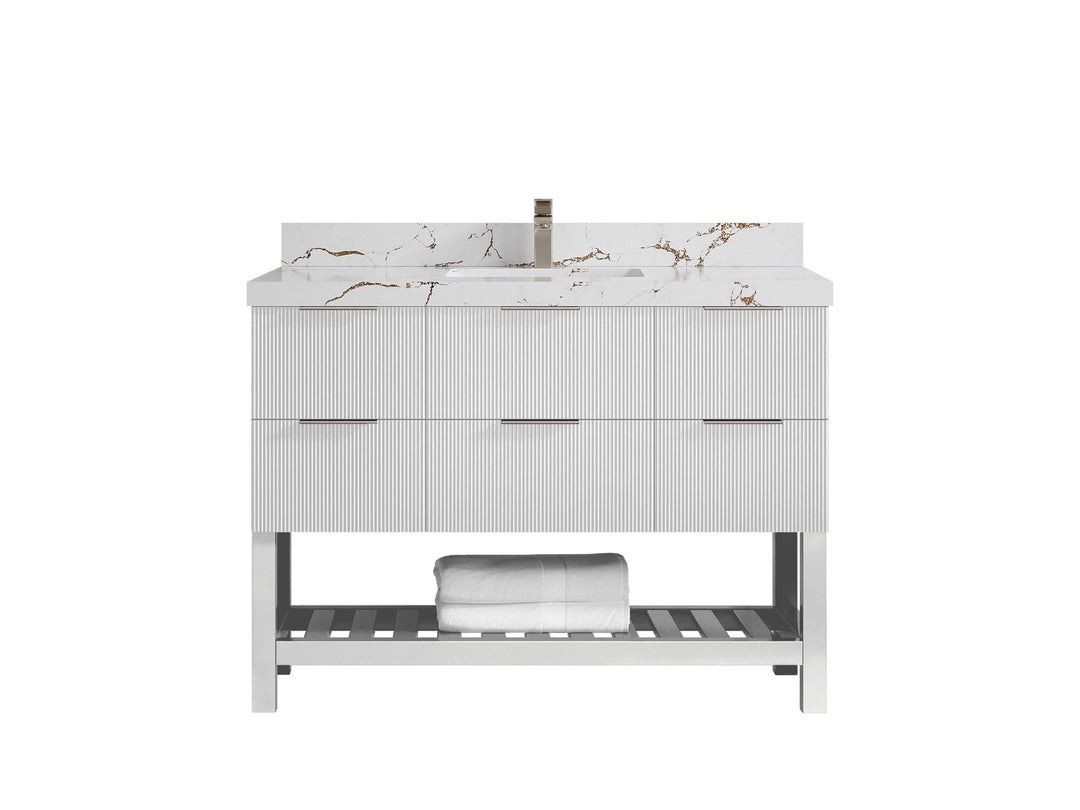 Catalina 48 in W x 22 in D Free Standing Reeded Single Sink Bathroom Vanity - Willow Bath and Vanity