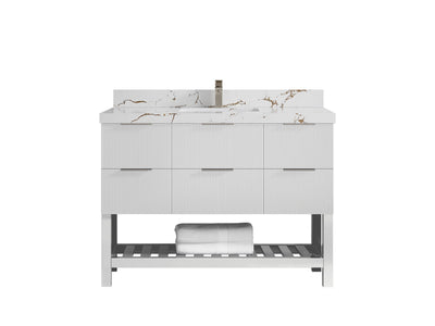 Catalina 48 in W x 22 in D Free Standing Reeded Single Sink Bathroom Vanity - Willow Bath and Vanity