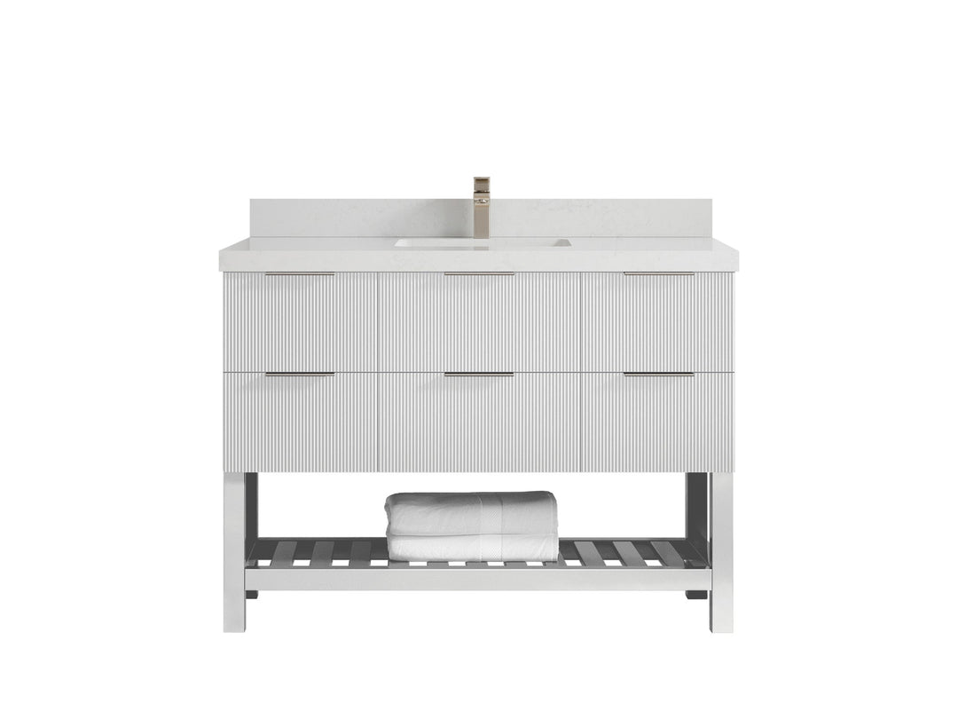 Catalina 48 in W x 22 in D Free Standing Reeded Single Sink Bathroom Vanity - Willow Bath and Vanity