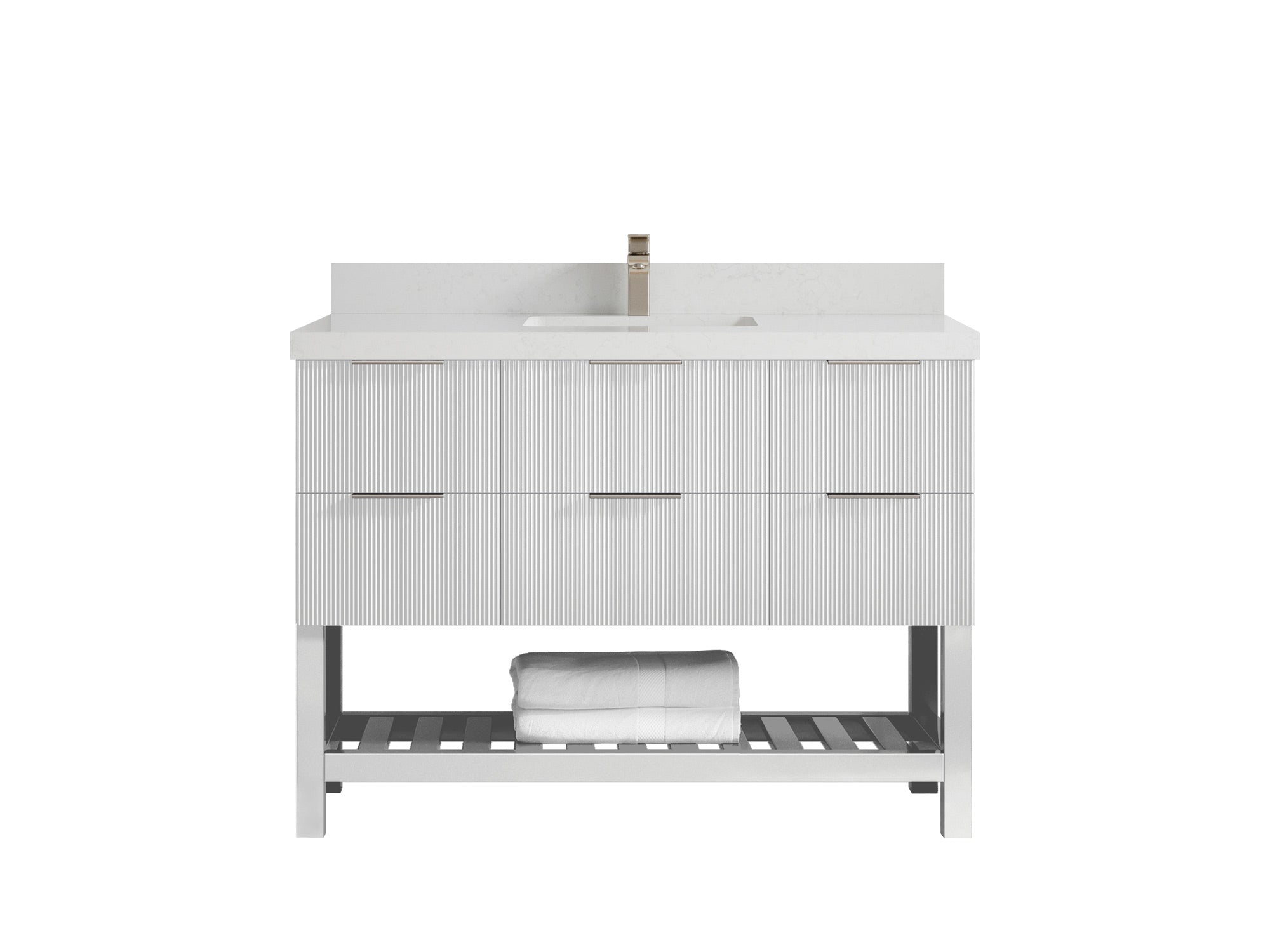 Catalina 48 in W x 22 in D Free Standing Reeded Single Sink Bathroom Vanity - Willow Bath and Vanity