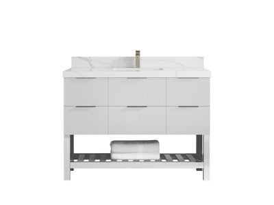 Catalina 48 in W x 22 in D Free Standing Reeded Single Sink Bathroom Vanity - Willow Bath and Vanity