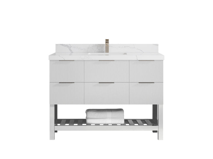 Catalina 48 in W x 22 in D Free Standing Reeded Single Sink Bathroom Vanity - photo 13