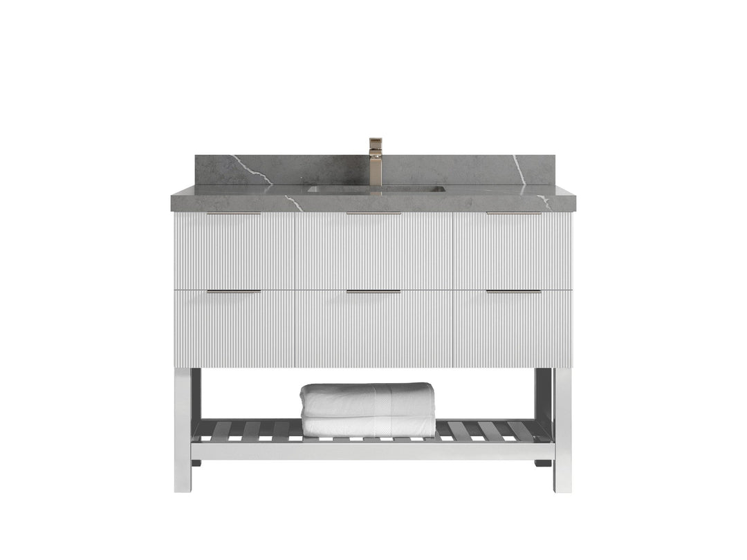 Catalina 48 in W x 22 in D Free Standing Reeded Single Sink Bathroom Vanity - Willow Bath and Vanity