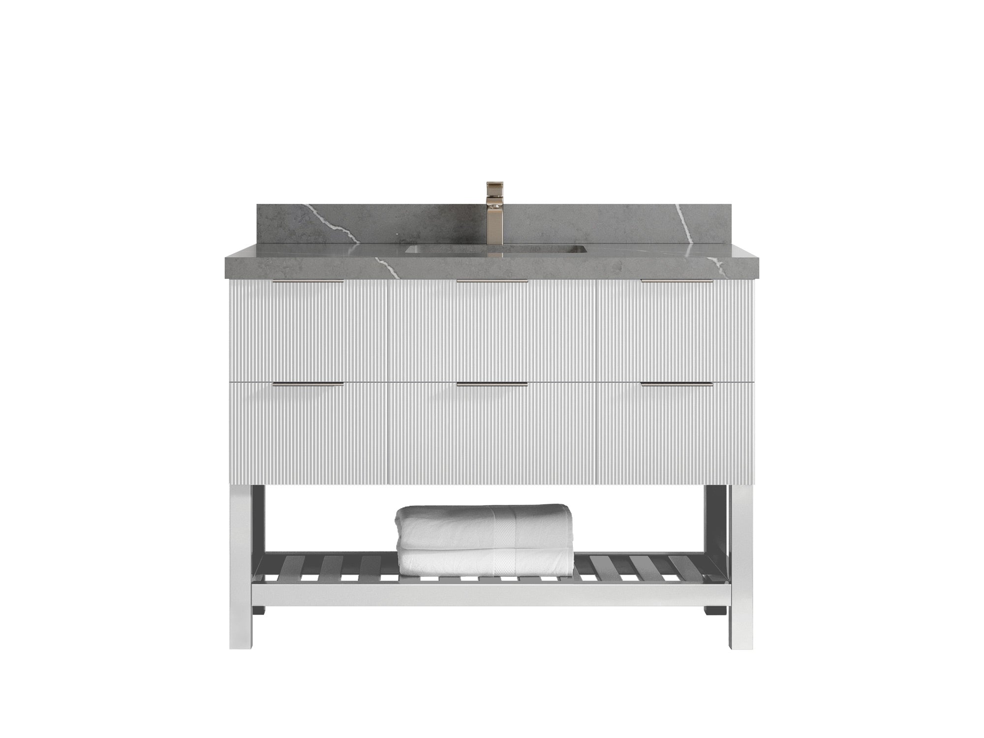 Catalina 48 in W x 22 in D Free Standing Reeded Single Sink Bathroom Vanity - Willow Bath and Vanity